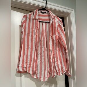 Velvet Heart Coral and White Striped Shirt